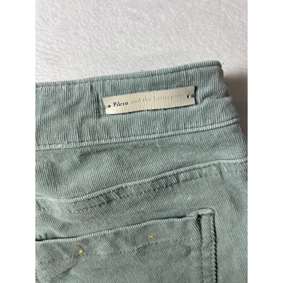 Pilcro Anthropologie greenHigh-Rise Skinny Corduroy Jeans Patch-Pockets Size 26 - Picture 7 of 7